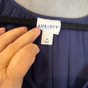 Ava & Viv Deep Blue Rayon Blend Top. Excellent Condition.